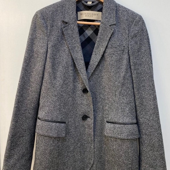 Burberry Brit Wool Tweed Coat Blazer, Quilted Lining, Gray, Women’s UK8/US6 - Picture 11 of 16